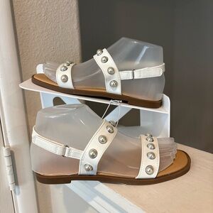 NEW Cat & Jack Girls' Eve Pearl Hook And Loop Sandals - White Youth Size 3Y